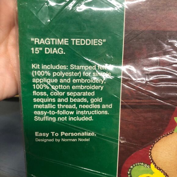 Bucilla “Ragtime Teddies” 15” Felt Stocking Kit, Christmas Craft, Holiday kit - Picture 6 of 8